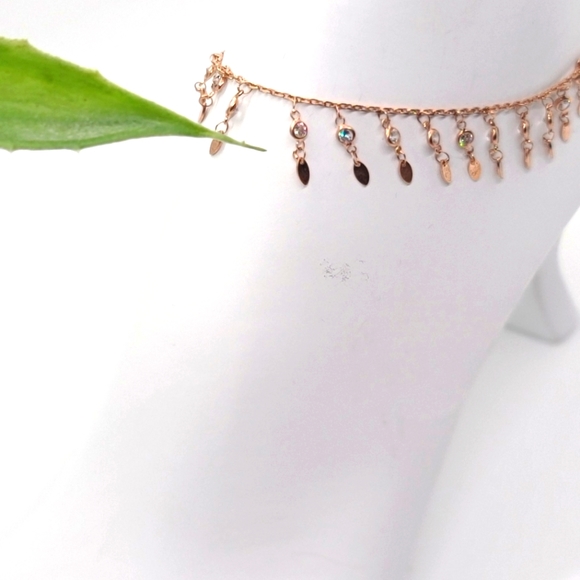 Rose Gold Color 925 Sterling Silver Anklet - Picture 6 of 6